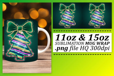 Customizable mug wraps, express your unique flair! , Neon Xmas Sublimation afrosvg 