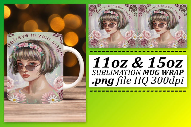 Customizable mug wraps, express your unique flair! , Woman Sublimation afrosvg 