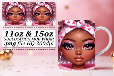 Customizable mug wraps, unleash your creativity! , Love Girl Sublimation afrosvg 