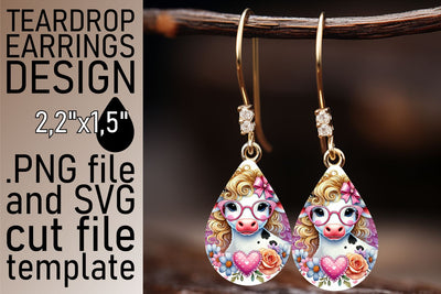 Customizable teardrop earrings, easy PNG file included! , Valentines Sublimation afrosvg 