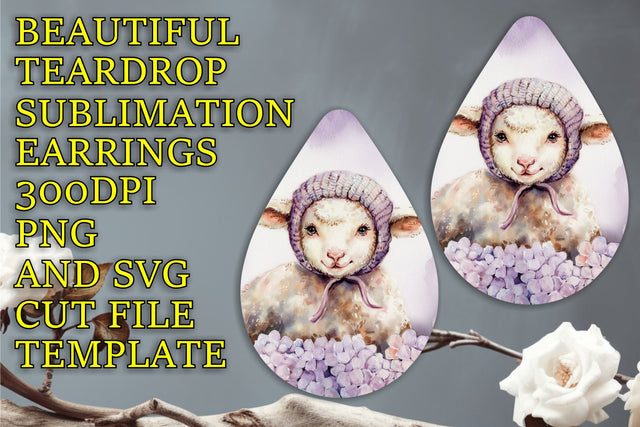 Customizable teardrop earrings file, vibrant sublimation PNG, Animals Sublimation HoodArtCraft 