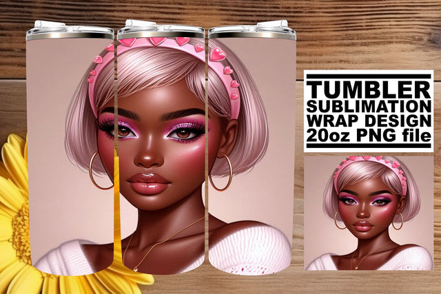 Customizable tumbler wrap, ideal for any creative idea! , Love Girl Sublimation afrosvg 
