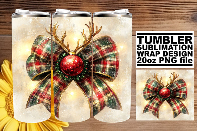 Customizable tumbler wrap, ideal for personalized gifts! , Christmas Bow Sublimation afrosvg 