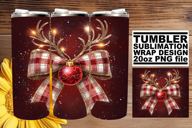 Customizable tumbler wrap, perfect for your unique designs! , Christmas Bow Sublimation afrosvg 