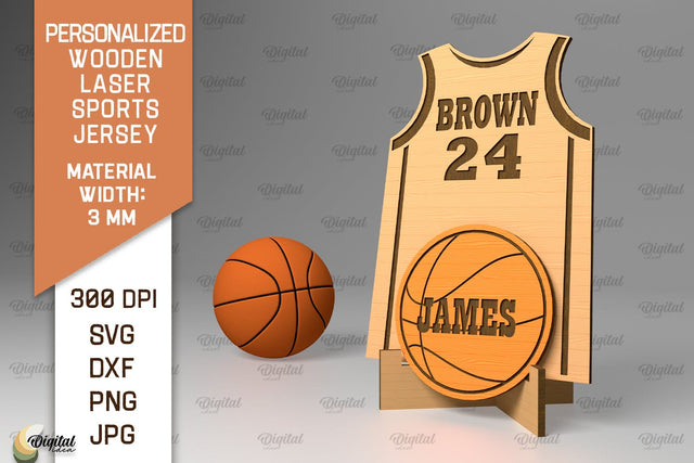 Customized Engraved Wood Basketball Player Sports Jersey Sign SVG Evgenyia Guschina 