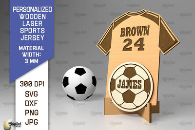 Customized Engraved Wood Football Player Sports Jersey Sign SVG Evgenyia Guschina 
