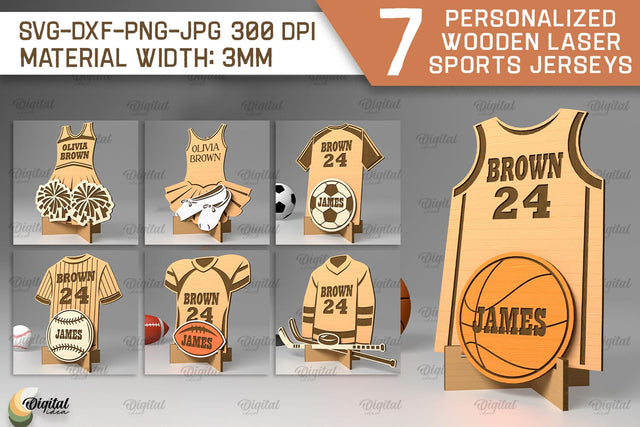 Customized Engraved Wood Player Sports Jersey Signs Bundle SVG Evgenyia Guschina 