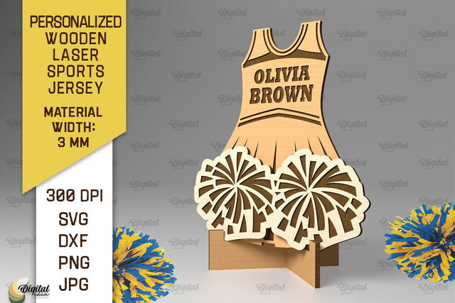 Customized Engraved Wood Сheerleading Player Sports Jersey Sign SVG Evgenyia Guschina 