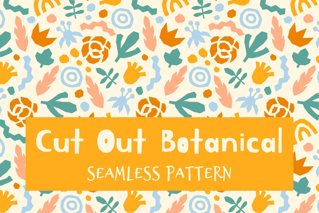 Cut Out Botanical Seamless Pattern JPG EPS PNG AI Digital Pattern Rin Green 