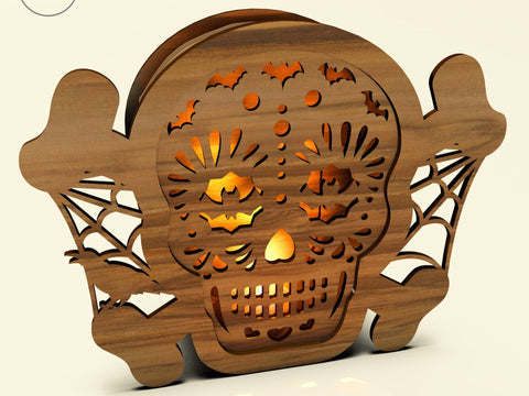 Cut Skull Lantern & Night Light SVG - Halloween and Day of the Dead Decor SVG LaserCutano 