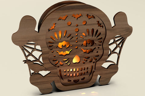 Cut Skull Lantern & Night Light SVG - Halloween and Day of the Dead Decor SVG LaserCutano 