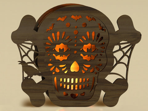 Cut Skull Lantern & Night Light SVG - Halloween and Day of the Dead Decor SVG LaserCutano 