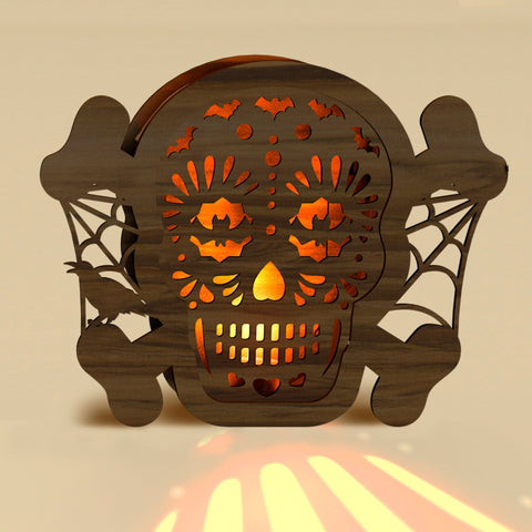 Cut Skull Lantern & Night Light SVG - Halloween and Day of the Dead Decor SVG LaserCutano 