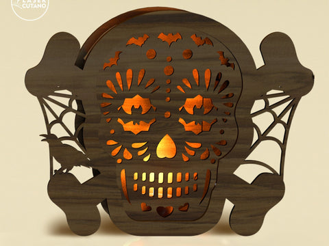 Cut Skull Lantern & Night Light SVG - Halloween and Day of the Dead Decor SVG LaserCutano 