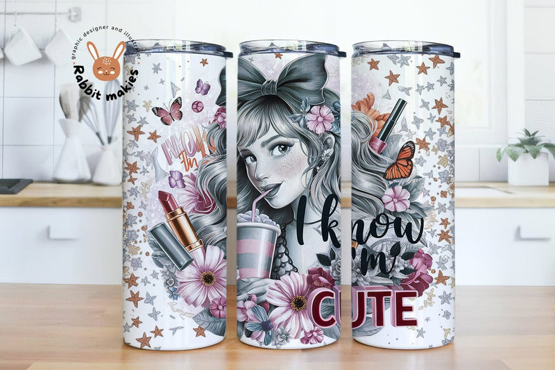 Cute 20 Oz Skinny Tumbler Wrap Design, Sassy Wrap Design, 20oz Tumbler Sublimation Design, Cute Coffee digital wrap Sublimation Rabbitmakies 