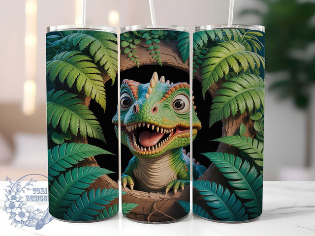 Cute 3D Dinosaur Tumbler, Baby Dinosaur Png, Cute Dino Sublimation, 20oz Skinny Tumbler, Kids Tumbler Wrap, Dinosaur Tumbler Wrap, Sublimation Design Sublimation ToriDesigns 