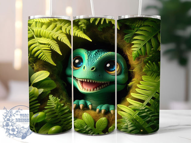 Cute 3D Dinosaur Tumbler, Baby Dinosaur Png, Cute Dino Sublimation, 20oz Skinny Tumbler, Kids Tumbler Wrap, Dinosaur Tumbler Wrap, Sublimation Design Sublimation ToriDesigns 