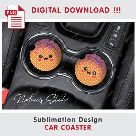 Cute 3D Inflated Puffy Kawaii Ice Cream. Coaster Sublimation. Sublimation Natariis Studio 
