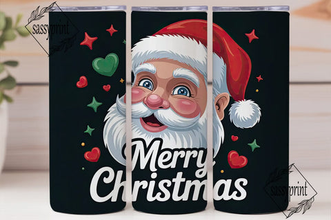 Cute 3D Santa 20oz Tumbler Wrap Sublimation sassyprint 