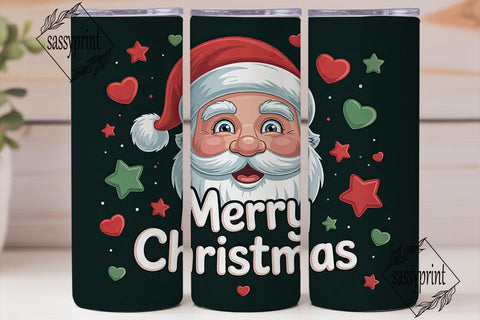 Cute 3D Santa 20oz Tumbler Wrap Sublimation sassyprint 