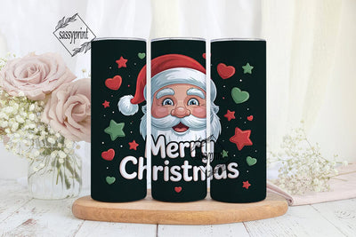 Cute 3D Santa 20oz Tumbler Wrap Sublimation sassyprint 