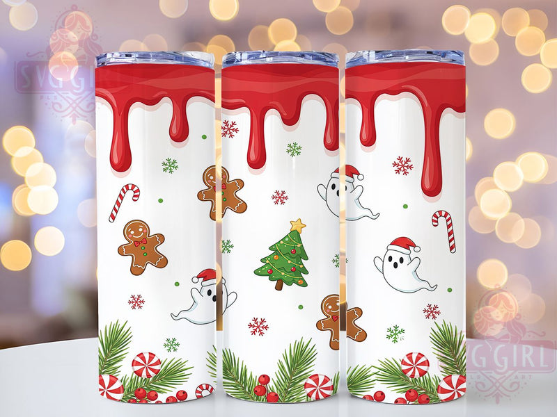 Cute 3D Sweet Spooky Christmas Tumbler, Cute Gingerbread Wrap, Holiday Spirit Sublimation, Festive Ghost Cup, 20Oz Skinny Tumbler Wrap, Whimsical Christmas Mug, Sweet and Spooky Design Sublimation SvggirlplusArt 