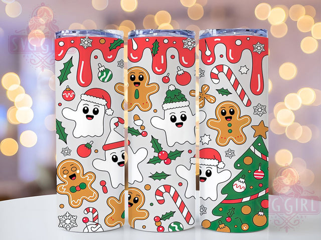 Cute 3D Sweet Spooky Christmas Tumbler, Cute Gingerbread Wrap, Holiday Spirit Sublimation, Festive Ghost Cup, 20Oz Skinny Tumbler Wrap, Whimsical Christmas Mug, Sweet and Spooky Design Sublimation SvggirlplusArt 