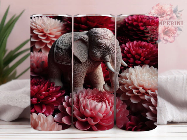 Cute 3D Whimsical Elephant Tumbler, Cute Elephant Wrap, 20oz Tumbler Sublimation, Adorable Animal Design, Fantasy Elephant Art, Playful Elephant Tumbler, Whimsical Elephant Wrap Sublimation Li Zamperini 