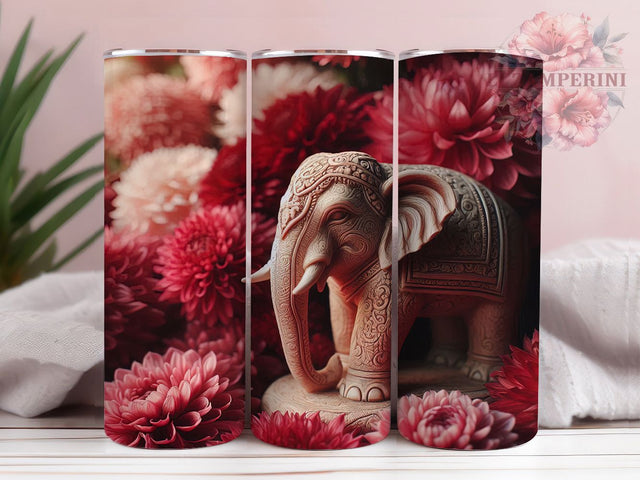 Cute 3D Whimsical Elephant Tumbler, Cute Elephant Wrap, 20oz Tumbler Sublimation, Adorable Animal Design, Fantasy Elephant Art, Playful Elephant Tumbler, Whimsical Elephant Wrap Sublimation Li Zamperini 