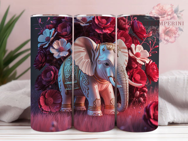 Cute 3D Whimsical Elephant Tumbler, Cute Elephant Wrap, 20oz Tumbler Sublimation, Adorable Animal Design, Fantasy Elephant Art, Playful Elephant Tumbler, Whimsical Elephant Wrap Sublimation Li Zamperini 