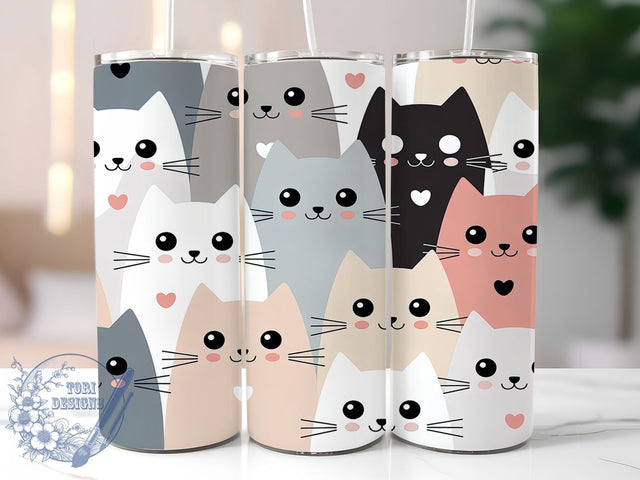 Cute Adorable Kitty Tumbler Wrap, Adorable Kitten Design, Cat Lover Tumbler Wrap, Feline Sublimation Design, 20oz Tumbler Template, Kitty Cat Gift, Pet Lover Wrap Sublimation ToriDesigns 