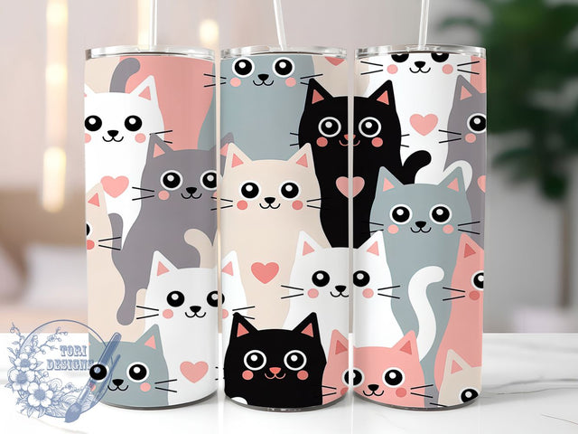 Cute Adorable Kitty Tumbler Wrap, Adorable Kitten Design, Cat Lover Tumbler Wrap, Feline Sublimation Design, 20oz Tumbler Template, Kitty Cat Gift, Pet Lover Wrap Sublimation ToriDesigns 