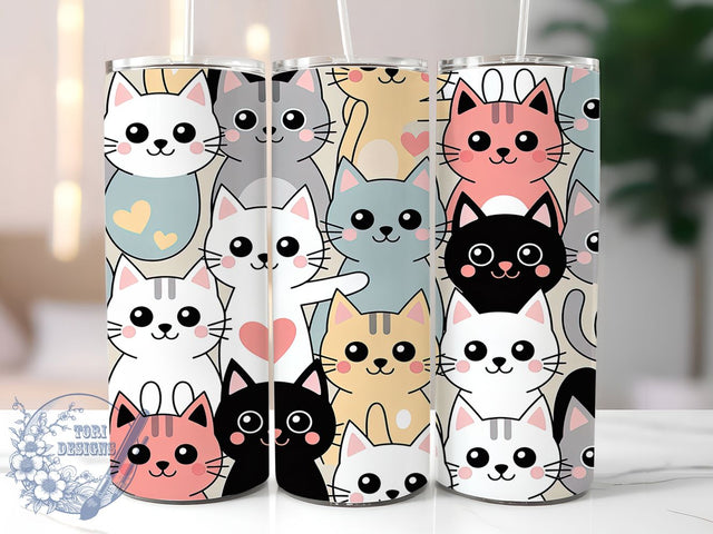 Cute Adorable Kitty Tumbler Wrap, Adorable Kitten Design, Cat Lover Tumbler Wrap, Feline Sublimation Design, 20oz Tumbler Template, Kitty Cat Gift, Pet Lover Wrap Sublimation ToriDesigns 