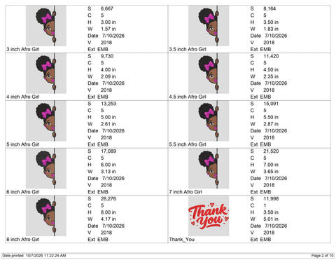 Cute Afro Girl Peekaboo Embroidery Design – Black Girl Pink Bow Peeking Machine Embroidery File Embroidery/Applique DESIGNS PatternFeed8 