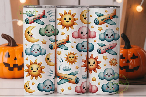 Cute Airplane Tumbler Wrap PNG Sublimation PixelChick 