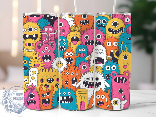 Cute Alien Galaxy Tumbler Wrap, Monster Doodle Cup, 20Oz Sublimation Wrap, Space Creature Drinkware, Cartoon Alien Mug Design, Galaxy Themed Tumbler, Whimsical Monster Artwork Sublimation ToriDesigns 