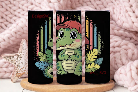 Cute Alligator 20oz Tumbler Wrap Sublimation DesignSVG 