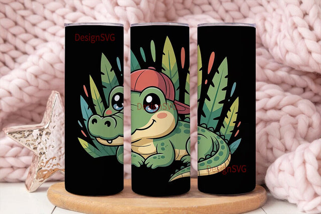 Cute Alligator 20oz Tumbler Wrap Sublimation DesignSVG 