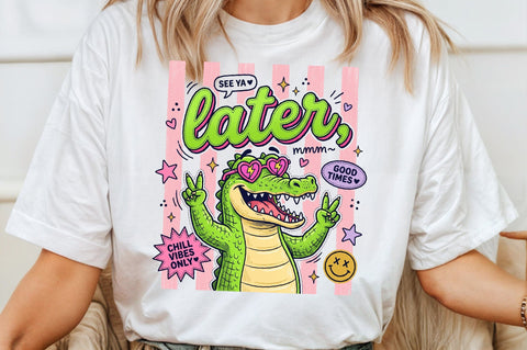 Cute Alligator Chill Vibes PNG Sublimation designartist 