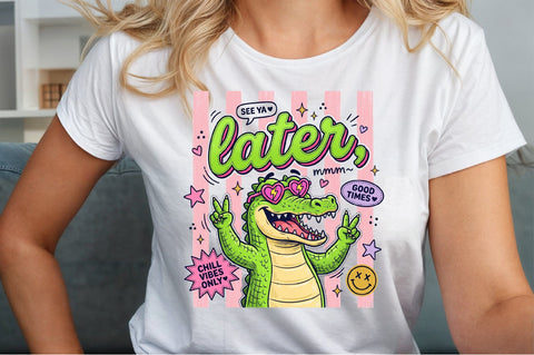 Cute Alligator Chill Vibes PNG Sublimation designartist 