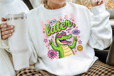 Cute Alligator Chill Vibes PNG Sublimation designartist 