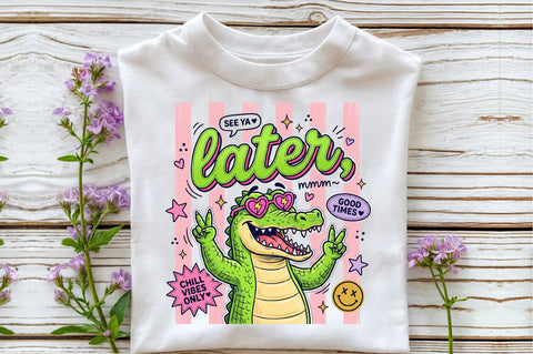 Cute Alligator Chill Vibes PNG Sublimation designartist 