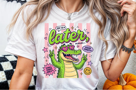 Cute Alligator Chill Vibes PNG Sublimation designartist 
