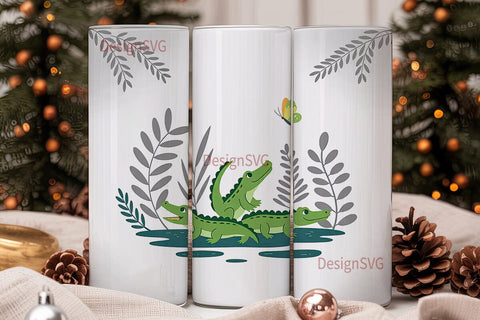 Cute Alligator Tumbler Wrap Sublimation DesignSVG 
