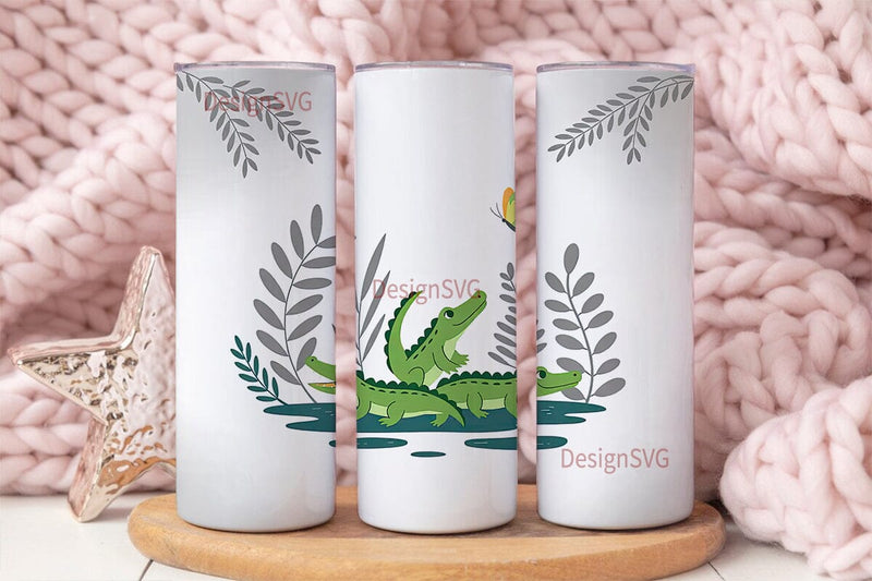 Cute Alligator Tumbler Wrap Sublimation DesignSVG 