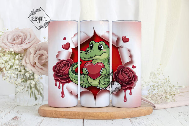 Cute Alligator with Heart 20oz Tumbler Sublimation sassyprint 