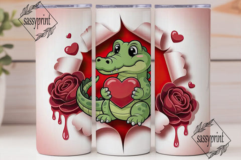 Cute Alligator with Heart 20oz Tumbler Sublimation sassyprint 