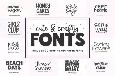Cute and Crafty Font Bundle - 20 Fonts For Crafters Font KA Designs 