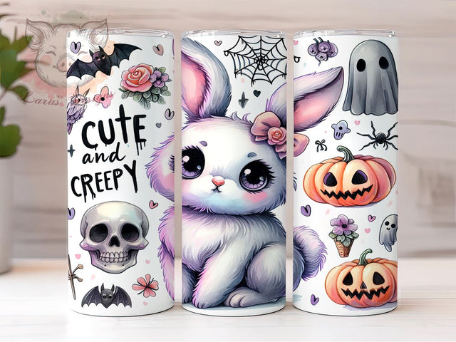 Cute And Creepy 20 oz Skinny Tumbler Sublimation Design, Straight & Tapered Tumbler Png, Pastel Goth Tumbler Png, Digital Download PNG Sublimation Lara' s Designs 