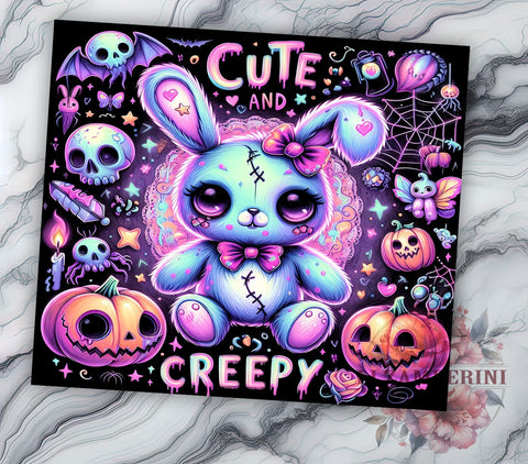 Cute And Creepy 20oz Tumbler Wrap PNG, Pastel Goth Tumbler PNG Sublimation Design, Straight & Tapered Tumbler Wrap, Instant Digital Download Sublimation Li Zamperini 